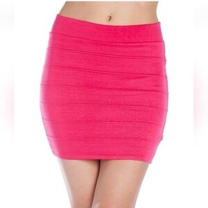 NWOT Dragonfly Stretch Fitted Pleated Tier Bandage Bodycon Mini Skirt  L